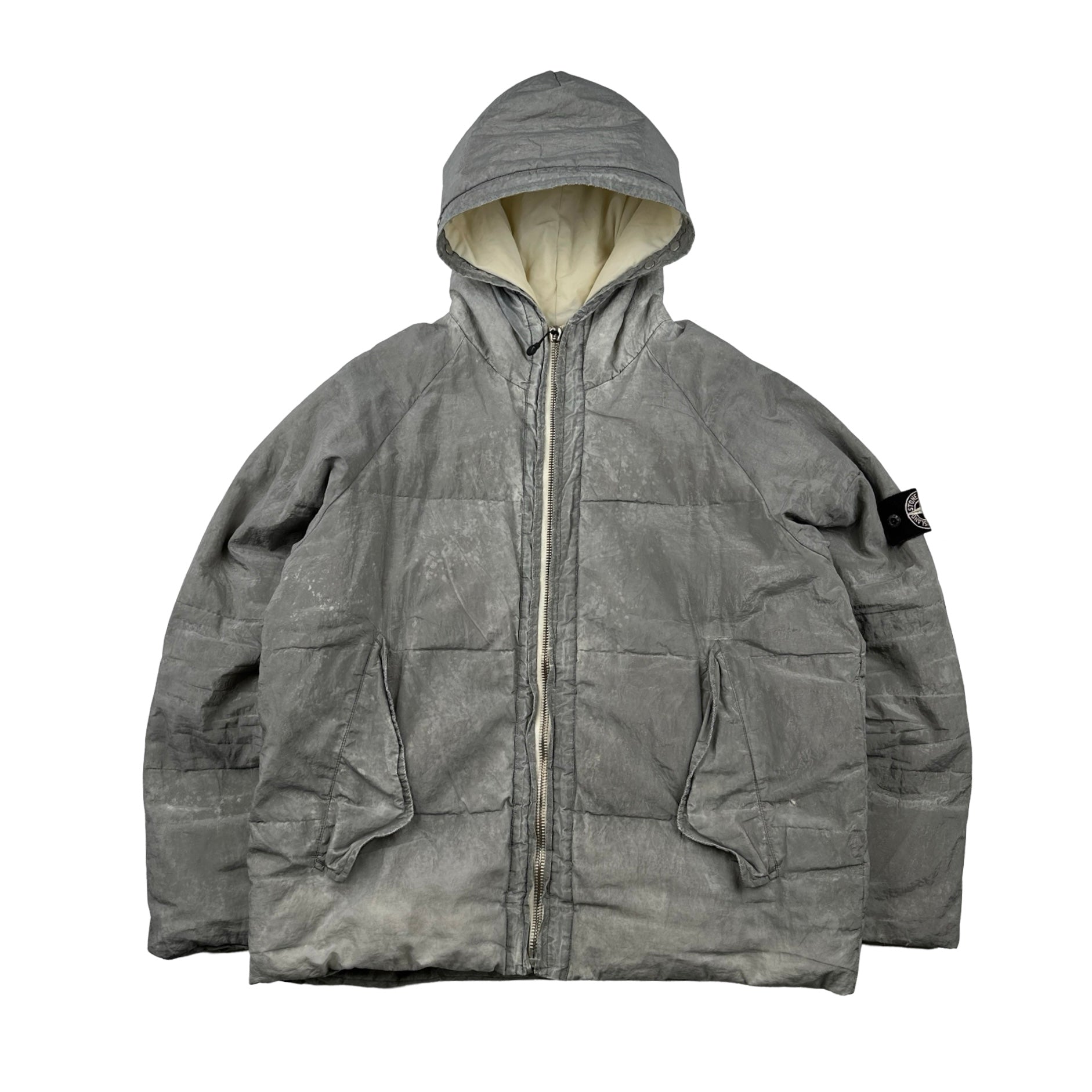 Stone Island AW2000 Hooded Silver Pure Metal Shell Medium