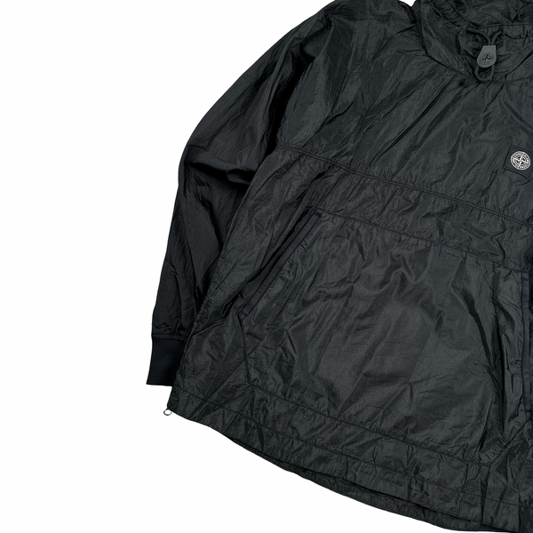 Stone Island 2020 Black Garment Dyed Nylon Metal Rip Stop Smock - Small