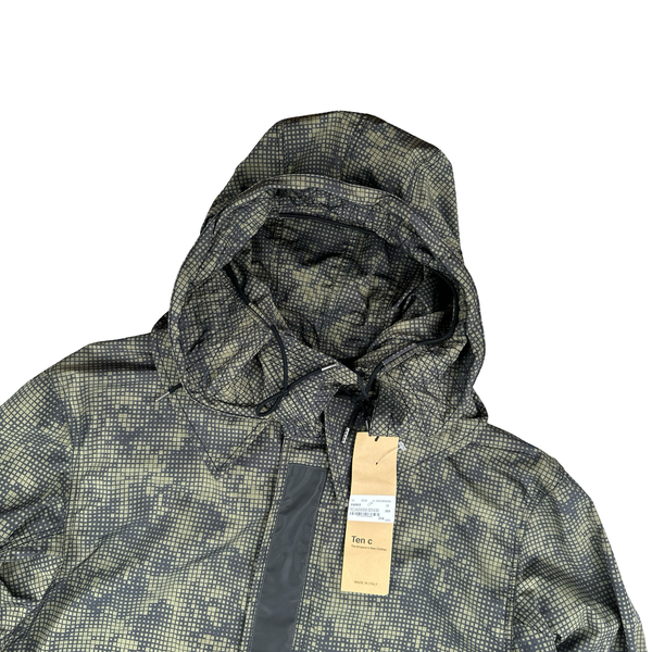 Ten C Lightweight Lizard Camo Long Hooded Parka Jacket - Large