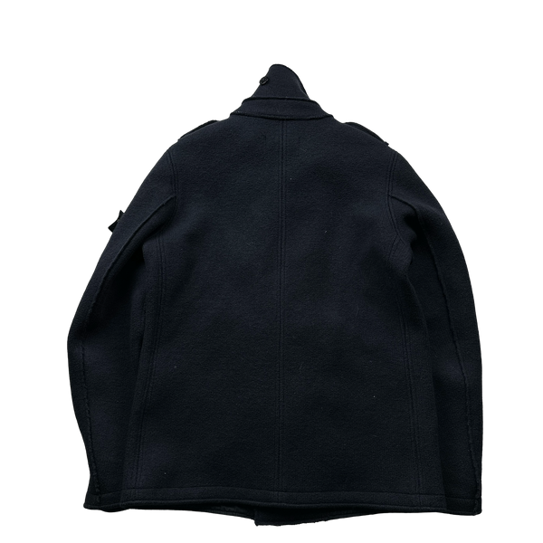 Stone Island Navy 2012 Wool Double Breasted Pea Coat - Medium