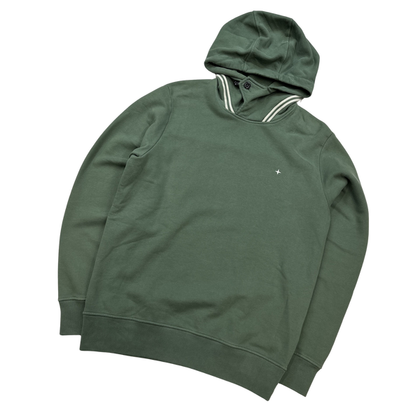 Stone Island Marina Green Cotton Pullover Hoodie - Medium