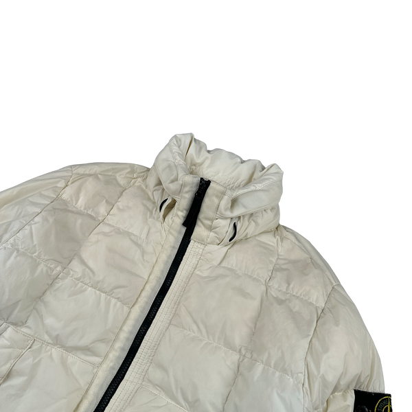 Stone Island 2018 White Garment Dyed Crinkle Reps Puffer Jacket - Small