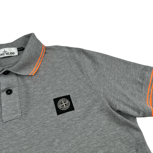 Stone Island 2018 Grey Orange Piped Polo Shirt - Large