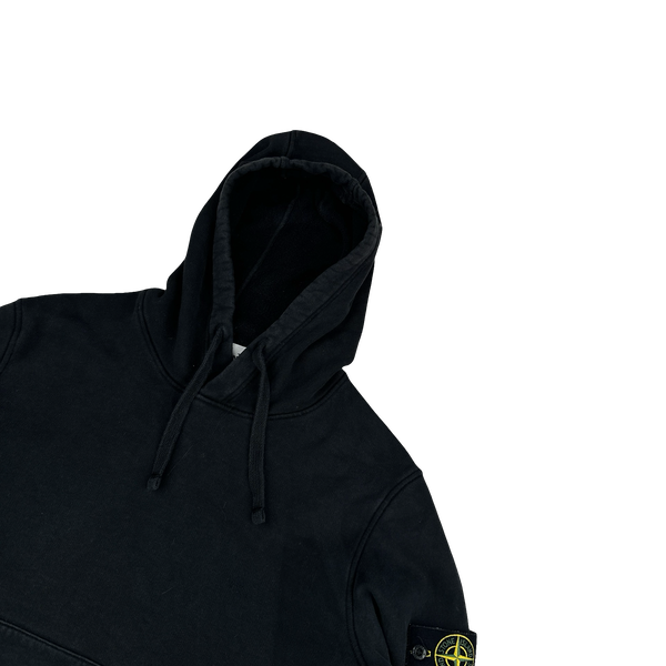 Stone Island 2020 Black Cotton Pullover Hoodie - Medium
