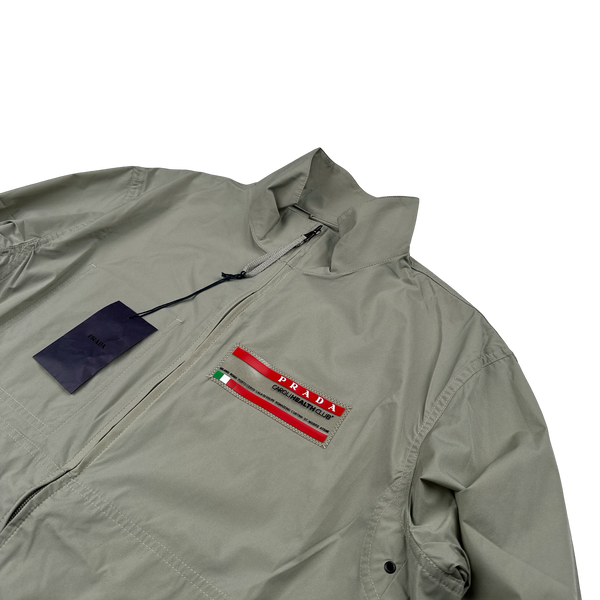 Prada Khaki Caroli Health Club Strech Lightweight Windbreaker Jacket - Large
