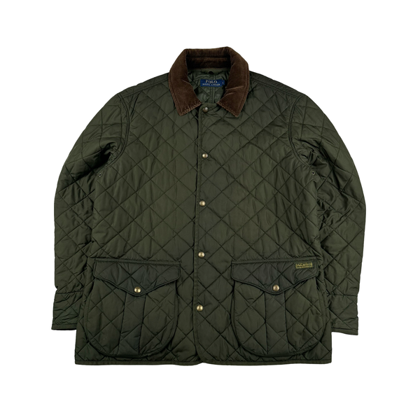 Ralph Lauren Green Quilted Corduroy Collared Shooting Jacket - Large