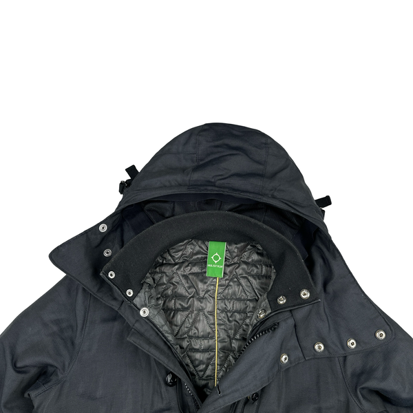 Ma Strum Dark Grey Quilted Multipocket Buttoned Jacket - Medium