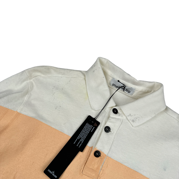 Stone Island 2018 Long Sleeve Thick Cotton Printed Polo Shirt - Large