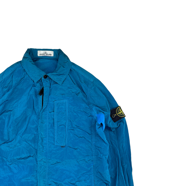Stone Island 2018 Blue Nylon Metal Shimmer Overshirt - Small