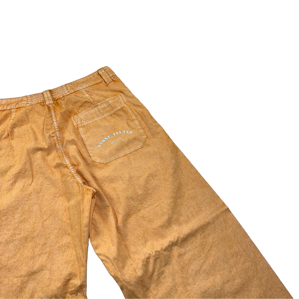 Stone Island 2023 Orange Vintage Style Marina Garment Dyed Cotton Trousers - 32"
