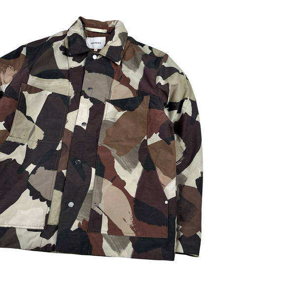 Norse Projects Brown Camo Buttoned Collared Jacket - Medium