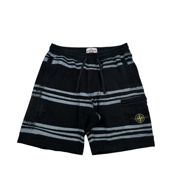 Stone Island x Supreme 2020 Striped Spellout Cotton Shorts - Small