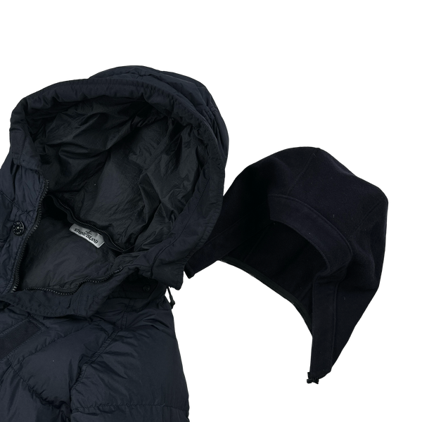 Stone Island 2019 Navy Garment Dyed Crinkle Reps Dual Hood Parka Jacket - Small