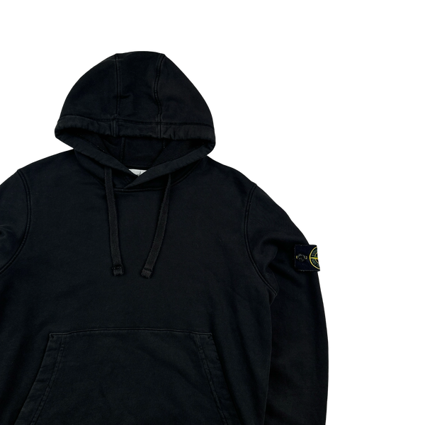 Stone Island 2020 Black Cotton Pullover Hoodie - Small
