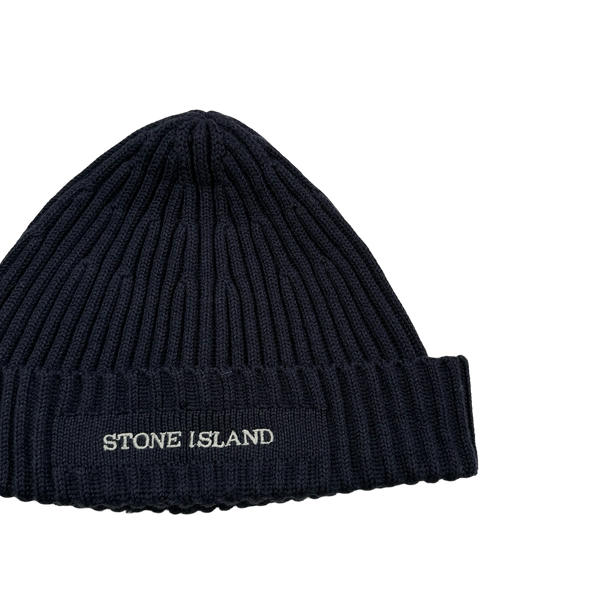 Stone Island 2005 Navy Wool Spellout Beanie