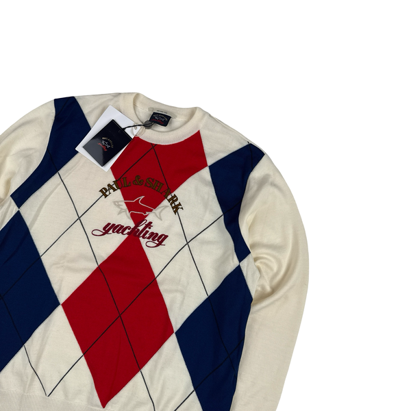 Paul & Shark Blue/White Dimond Wool Archivio 1983 Crewneck - Large