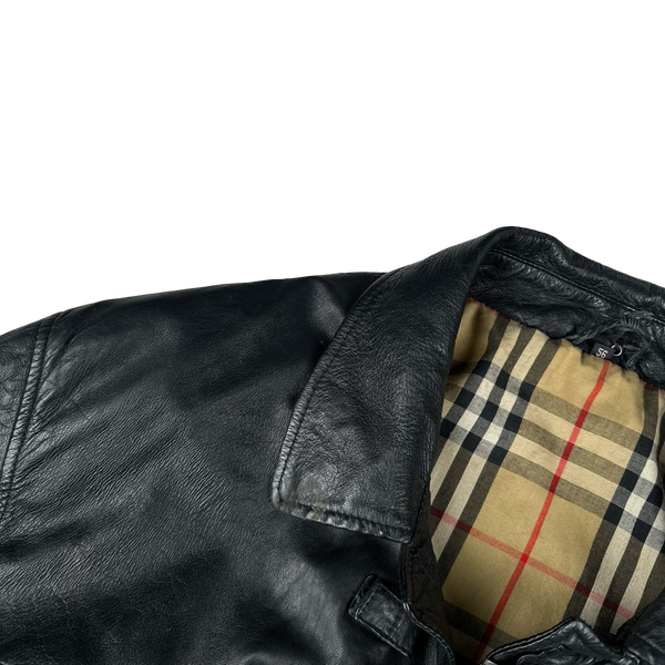 Burberry Leather Nova Check Lined Heavyweight Jacket - 3XL