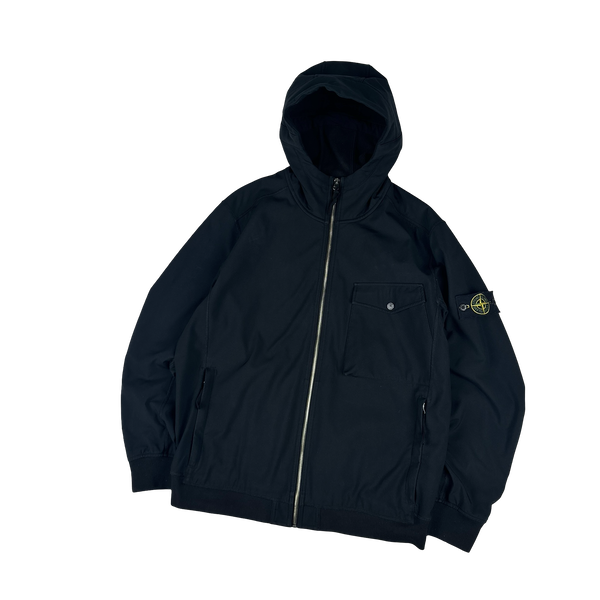 Stone Island 2017 Black Hooded Soft Shell Jacket - XXL