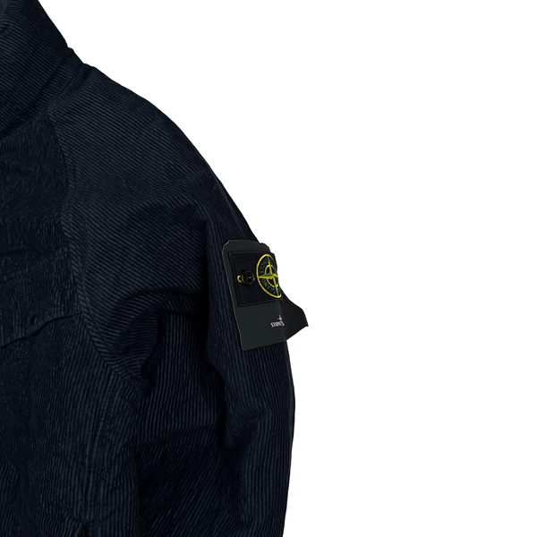 Stone Island 2025 Navy Wrinkled Corduroy 500 TC Quilted Jacket - Large