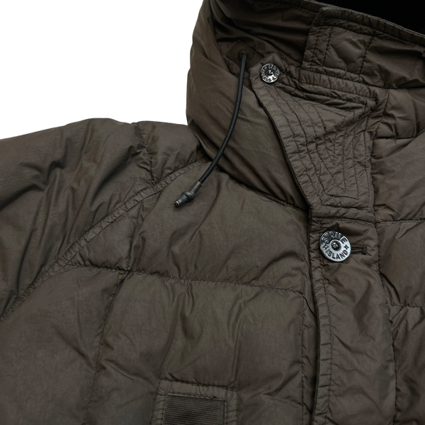 Stone Island Brown 2019 Garment Dyed Crinkle Reps Parka Jacket - Small