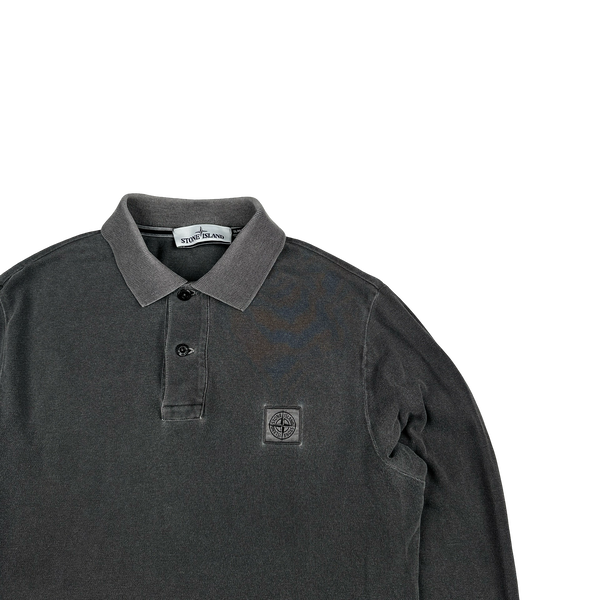 Stone Island 2016 Grey Cotton Slim Fit Longsleeve Polo - Small