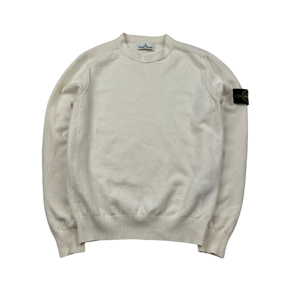 Stone Island 2019 Cream Wool Crewneck Jumper - Small