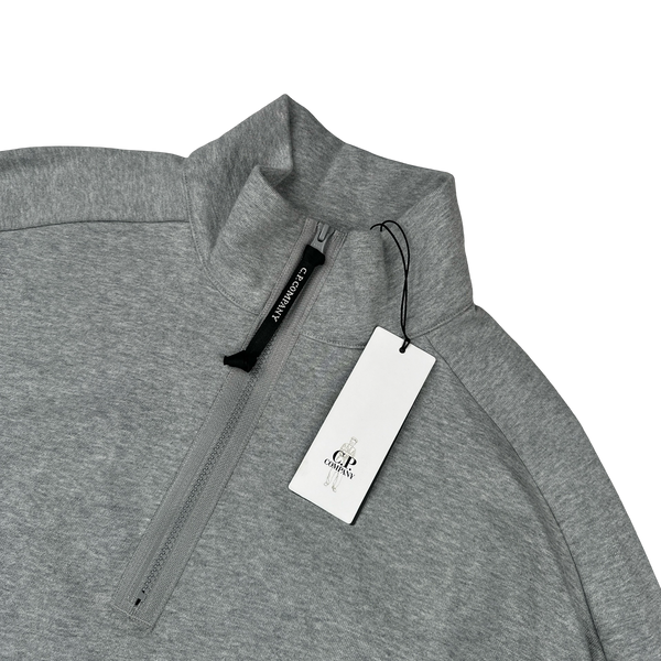 CP Company Grey Cotton Lens Viewer Quarter Zip Pullover - XL