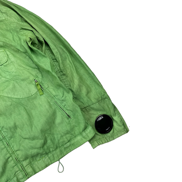 CP Company Green Lino Flax Cotton La Mille Goggle Jacket - XL