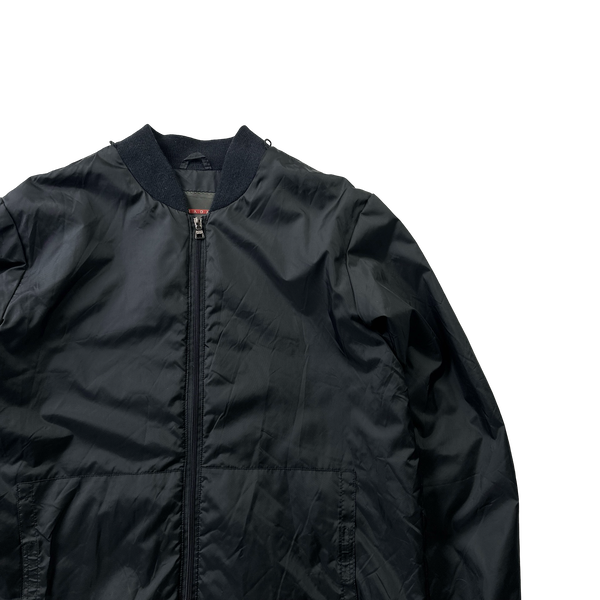 Prada Black Nylon Down Padded Bomber Jacket - XXL