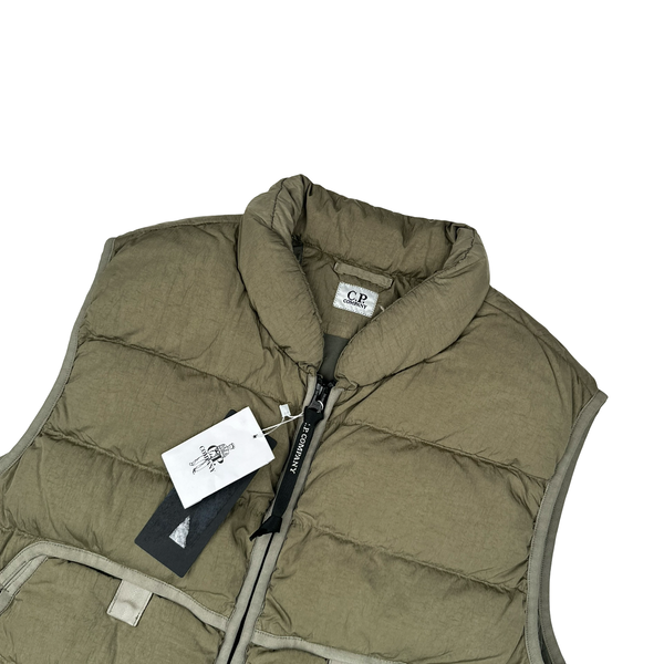 CP Company Khaki ECO CHROME-R Down Filled Puffer Gilet Jacket - Medium