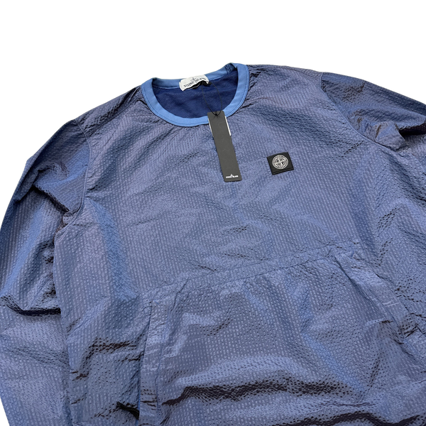 Stone Island 2017 Blue Poly Frame 3D Effect Nylon Pullover Jumper - XL