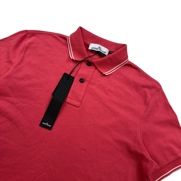 Stone Island 2023 Coral Red Short Sleeved Polo Shirt - Small