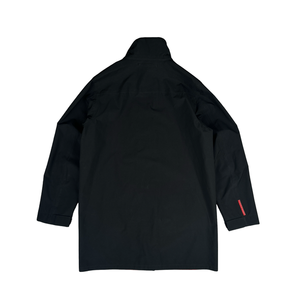 Prada Black Red Tab Long Goretex Zipped Jacket - XL