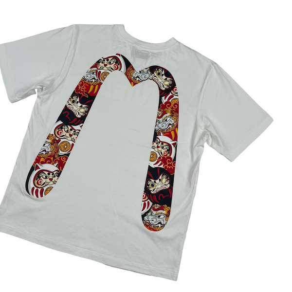 Evisu Graphic White Spellout T Shirt - Large