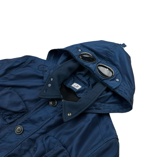 CP Company Blue Nysack Shimmer Multipocket Goggle Jacket - Small