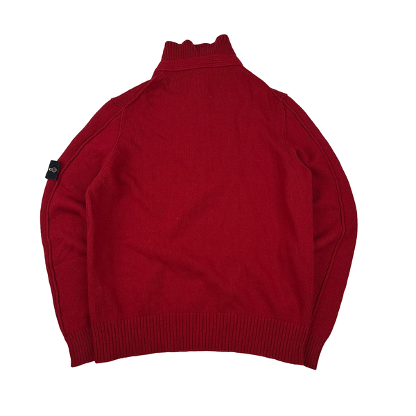 Stone Island Red Wool High Neck Jumper - XL