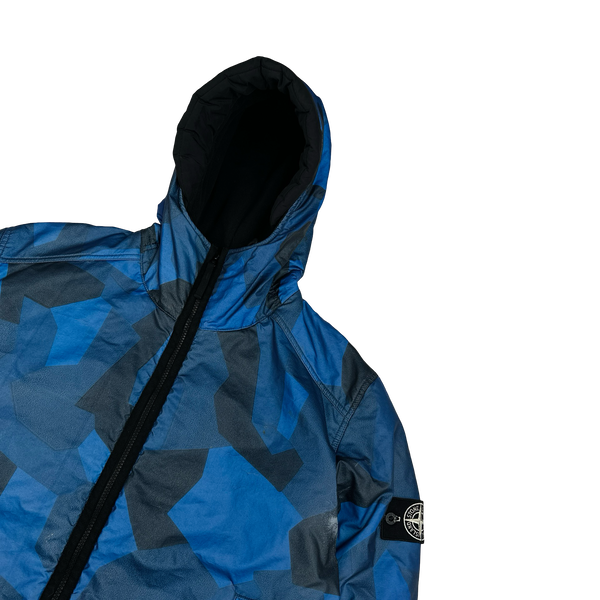 Stone Island 2012 Blue Fleece Lined 30th Anni Camo Reflective Jacket - XXL