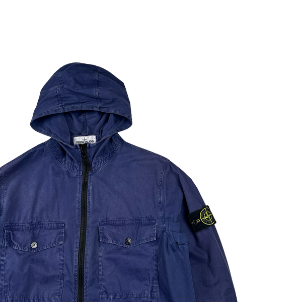 Stone Island 2018 Blue Hooded Cotton Overshirt Jacket - Large