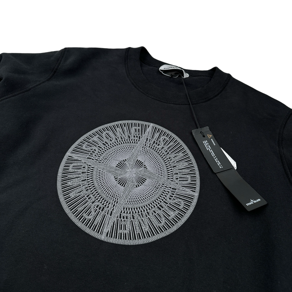 Stone Island 2023 Black Industrial Compass Cotton Crewneck - Medium