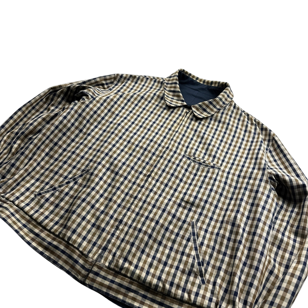 Aquascutum Checked Cotton Reversible Navy Harrington Jacket- XXL