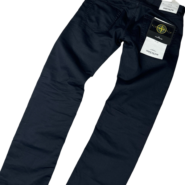 Stone Island Navy Slim Fit Cotton Trousers - Small