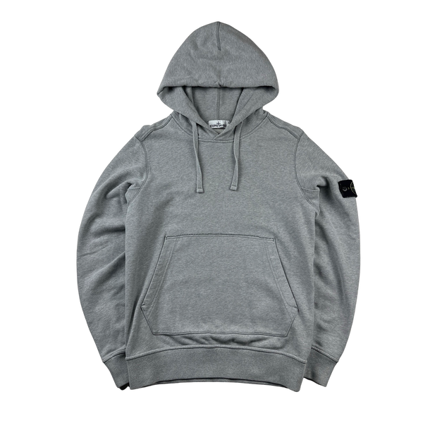 Stone Island Grey Cotton Pullover Hoodie - Small