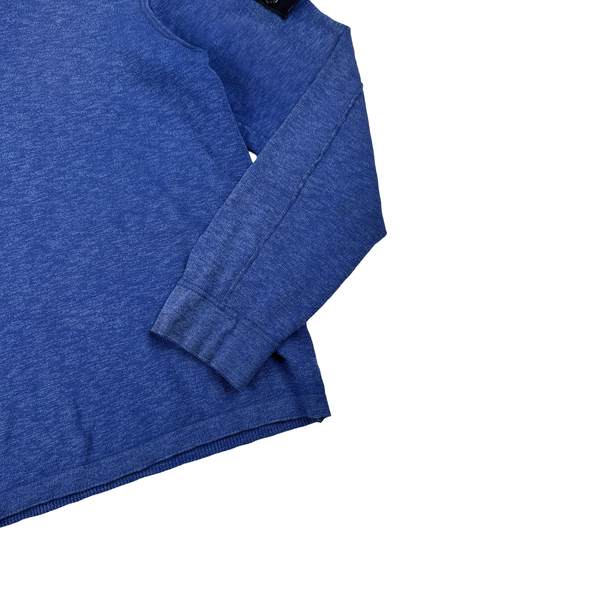 Stone Island 2006 Blue V Neck Knitted Crewneck Jumper - Large