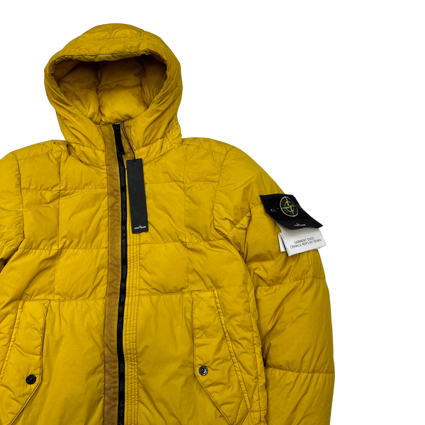 Stone Island 2018 Yellow Down Filled Crinkle Puffer Jacket - Small