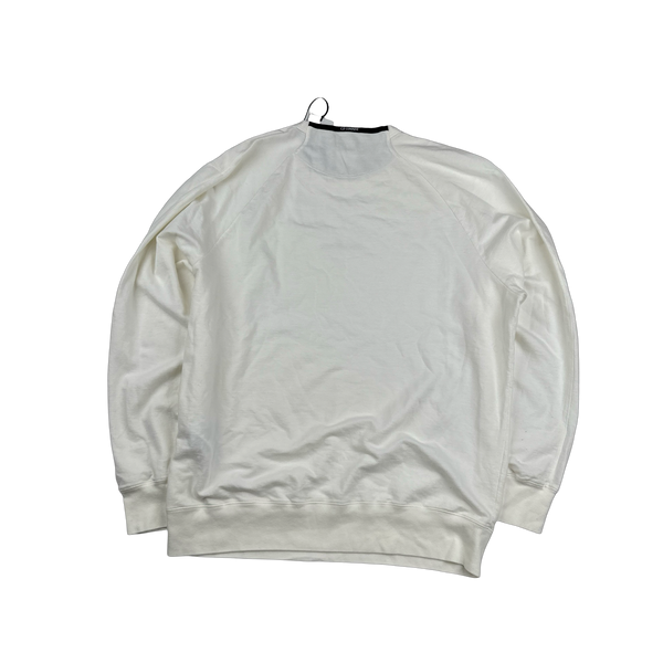 CP Company White Cotton Spellout Crewneck Jumper - XXL
