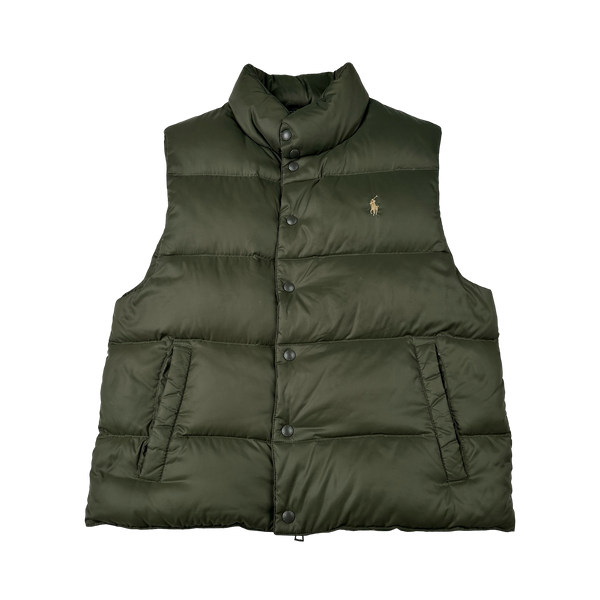 Ralph Lauren Green Down Puffer Gilet - Medium