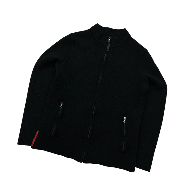 Prada Black Wool Zipped Cardigan - XS