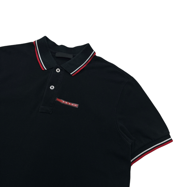Prada Black Cotton Polo Shirt - Medium