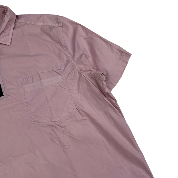 Stone Island 2017 Pink Cotton Short Sleeve Quarter Zip Overshirt - XL