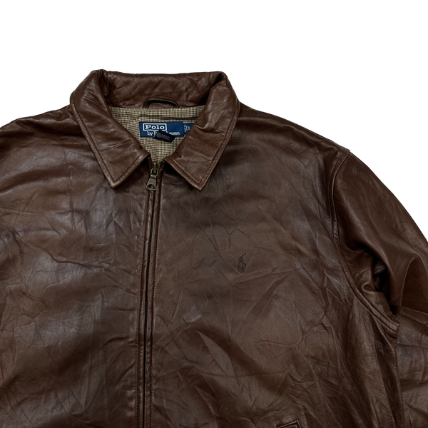 Ralph Lauren Brown Heavyweight Leather Jacket - Large